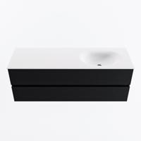 MONDIAZ VICA 140cm badmeubel onderkast Urban 2 lades. Wastafel MOON rechts 1 kraangat, kleur Talc. - thumbnail