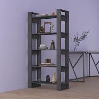 Boekenkast/kamerscherm 80x35x160 cm massief hout grijs - thumbnail
