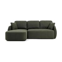 Kave Home Laira bank 3-zits met longue links chenille Groen - thumbnail