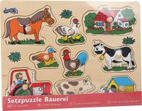 Small Foot houten noppenpuzzel boerderij, 9st. - thumbnail
