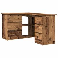Hoekbureau 145x100x76 cm bewerkt hout oud houtkleurig - thumbnail