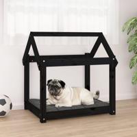VidaXL Hondenmand 71x55x70 cm massief grenenhout zwart - thumbnail