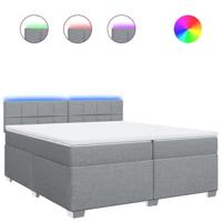 Boxspring met matras stof lichtgrijs 200x200 cm - thumbnail