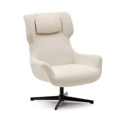 Kave Home Draaibare Fauteuil 'Zalina' Bouclé, kleur Wit Kave Home Draaibare Fauteuil 'Zalina' Bouclé, kleur Wit