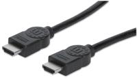 Manhattan 323192 HDMI-kabel HDMI Aansluitkabel HDMI-A-stekker, HDMI-A-stekker 1.00 m Zwart Folie afscherming, Afscherming gevlochten - thumbnail