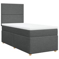 Boxspring met matras stof donkergrijs 90x190 cm - thumbnail