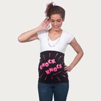 Op en Top Zwanger Zwangerschaps Buikband Knock Knock Zwart - thumbnail