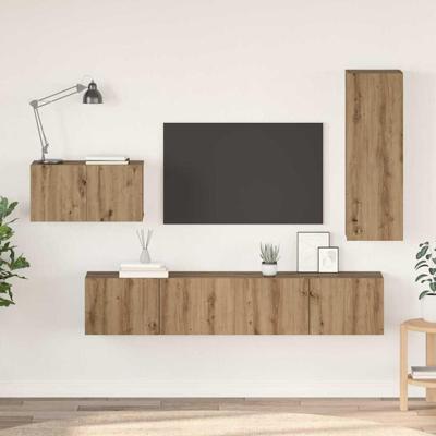 Tv-meubelset 4 pcs artisanaal eikenkleurig 30.5 x 30 x 90 cm