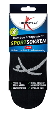 Lucovitaal Sportsokken Bamboe Zwart 35-38