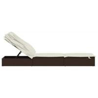 Ligbed met inklapbaar dak 213x63x97 cm poly rattan bruin - thumbnail