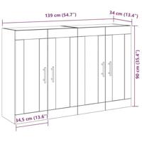 Wandkasten 2 pcs Zwart Eiken 69,5 x 34 x 90 cm Bewerkt hout - thumbnail