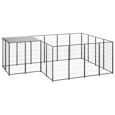 Hondenkennel 6,05 m² staal zwart