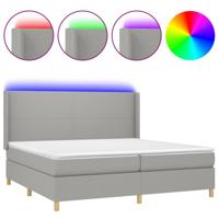 Boxspring met matras en LED stof lichtgrijs 200x200 cm - thumbnail