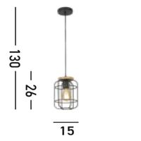 Searchlight Industriële hanglampVision Ø 15cm - 81953-1BK - thumbnail