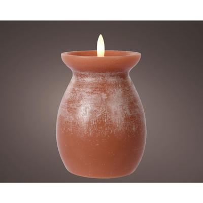 LED kaars vlamefffect vaas h16cm terra