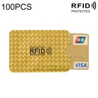 100 stuks aluminiumfolie RFID blokkeren credit card ID Bank kaart geval kaarthouder cover grootte: 9 x 6.3 cm (Golden Grid) - thumbnail