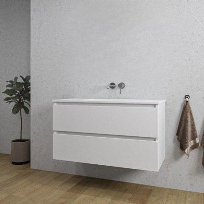 Adema Chaci Badkamermeubelset - 100x46x57cm - 1 keramische wasbak wit - zonder kraangaten - 2 lades - mat wit SW1212771/SW773927 Adema Chaci Badkamermeubelset - 100x46x57cm - 1 keramische wasbak wit - zonder kraangaten - 2 lades - mat wit SW1212771/SW773927