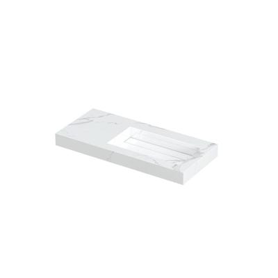 INK Pitch Wastafel Keramische Slab Rechts met Drain en Front en Side Skirts Zonder Kraangat - 1000x450x90 mm - Statuario Glans