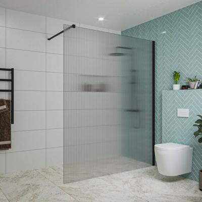 Fortifura Galeria inloopdouche - 160x200cm - ribbelglas - wandarm - mat zwart SW797956/SW797905