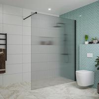 Fortifura Galeria inloopdouche - 160x200cm - ribbelglas - wandarm - mat zwart SW797956/SW797905 - thumbnail
