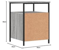 Nachtkastje 44x45x60 cm bewerkt hout grijs sonoma eikenkleurig - thumbnail