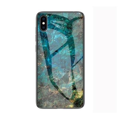 Marmeren glazen beschermhoes voor iPhone X/XS (Emerald)