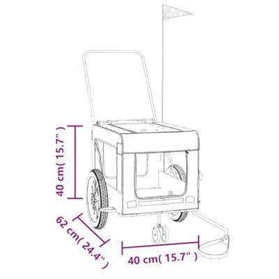 Hondenfietstrailer oxford stof en ijzer blauw en zwart - thumbnail