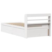 Bedframe met hoofdbord massief grenenhout wit 90x200 cm - thumbnail