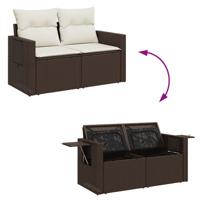 6-delige Loungeset met kussens poly rattan bruin - thumbnail