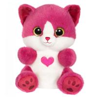 Pluche kat - GIPSY TOYS - BERRY - Frambozenroze - 23 cm - Hartje op zijn buik - thumbnail