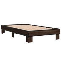 Bedframe bewerkt hout en metaal bruin eikenkleurig 100x200 cm - thumbnail