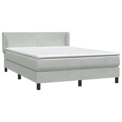 Boxspring met matras fluweel lichtgrijs 160x210 cm