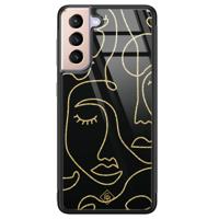 Samsung Galaxy S21 glazen hardcase - Abstract faces - thumbnail