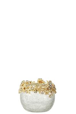 Theelichthouder volve metaal/glas goud/transparant s 6,4x5,7x6,4 cm set 2 stuks Jolipa - Hortus