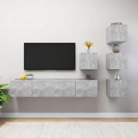 6-delige Tv-meubelset spaanplaat betongrijs - thumbnail