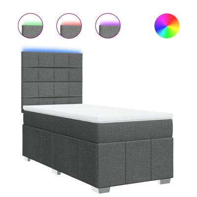 Boxspring met matras stof donkergrijs 120x200 cm - thumbnail