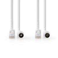 Nedis CSGL4500WT50 Coax- En Cat6-combikabel Iec (coax) Male / Rj45 Male Iec (coax) Female / Rj45 Male Vernikkeld Rg58 75 Ohm Dubbel Afgeschermd 5.00 M Rond Pvc Wit Label - thumbnail