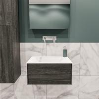 Lush onderkast 60cm in kleur ANTRACITE met 1 lade Push tot open geschikt voor gecentreerde wastafel. Compleet met solid surface wastafel cloud M35111met 0 kraangat(en) - thumbnail