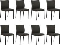 Set van 8 Donkerbruine leren moderne eetkamerstoelen Basic - poot vierkant zwart - Toledo Leer Caffe (donkerbruin leer) - thumbnail