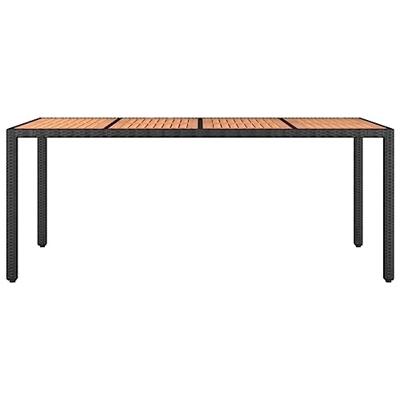 Tuintafel met houten blad poly ratten en acaciahout zwart - thumbnail