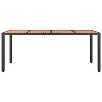 Tuintafel met houten blad poly ratten en acaciahout zwart - thumbnail