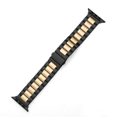 Stalen schakelband - Zwart met goud - Geschikt voor Apple watch 38mm / 40mm / 41mm / 42mm