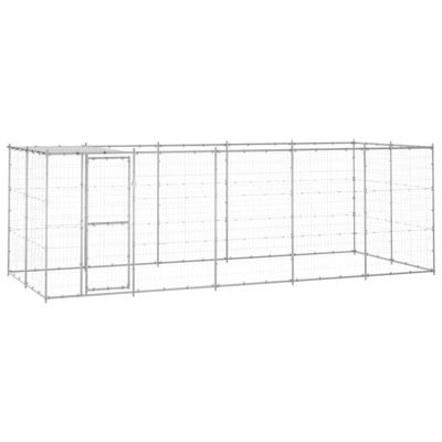 Hondenkennel met dak 12,1 m² gegalvaniseerd staal