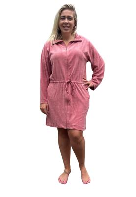 Zomer badjas met rits - oudroze-l