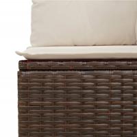 5-delige Loungeset met kussens poly rattan bruin - thumbnail