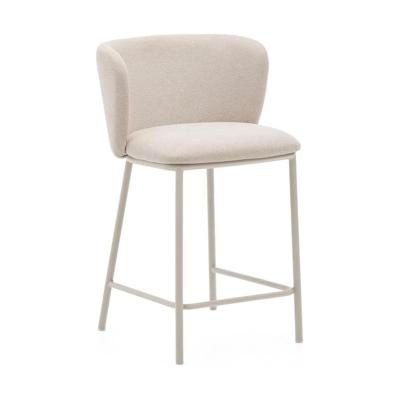 Kave Home Ciselia barkruk H65 chenille Beige poot beige