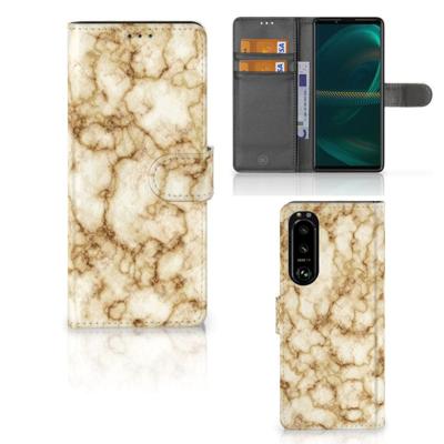 Sony Xperia 5III | Bookcase | Marmer Goud Sony Xperia 5III | Bookcase | Marmer Goud