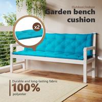 Tuinbankkussens 2 st 200x50x7 cm stof turquoise - thumbnail