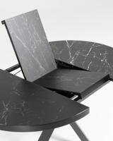 Kave Home Uitschuifbare Ronde Eettafel 'Vashti' 120-160 x 120cm, kleur Zwart Marmer - thumbnail