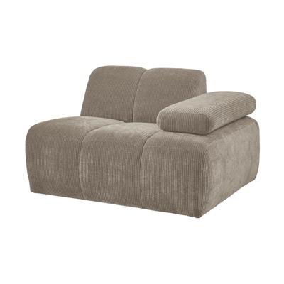 Woood Mojo 1-zits bank arm rechts ribstof Donkerzand